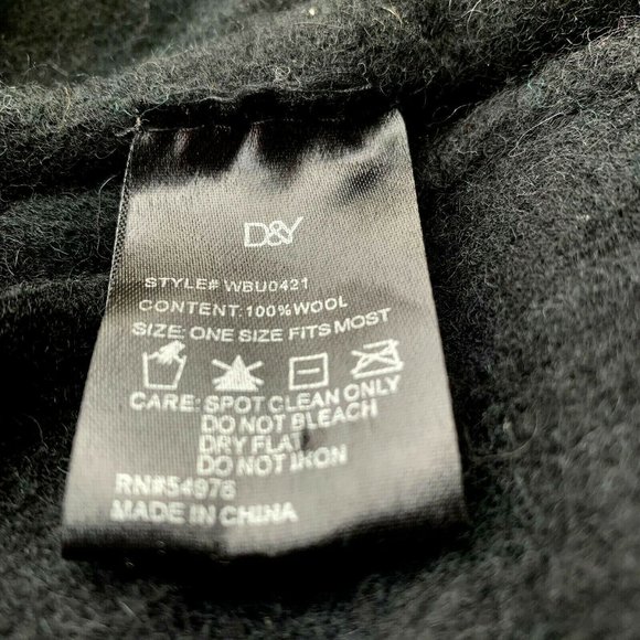 NWOT D&Y 100% wool black women's hat one size - Picture 7 of 7